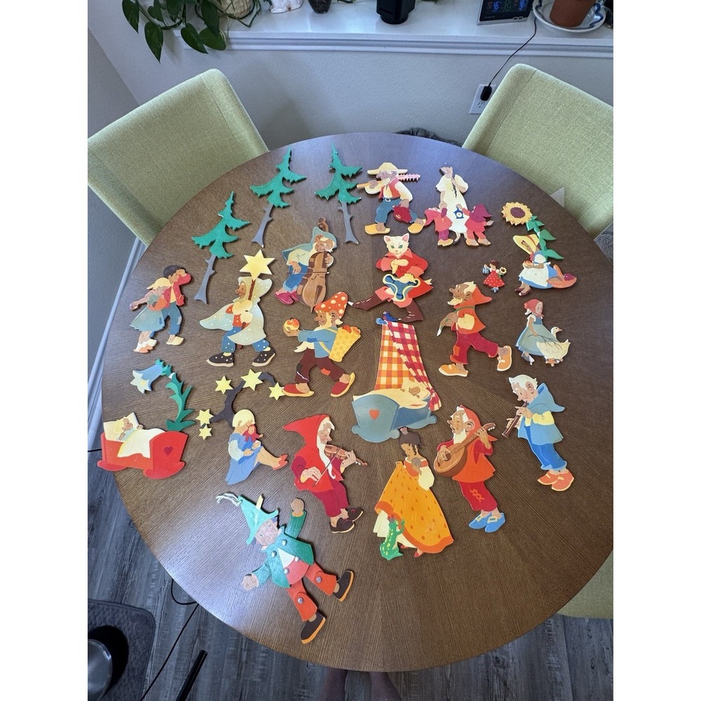 Hellerkunst Vintage Wood Fairy Tale Die Cut Figures Huge Lot of 22 - Germany